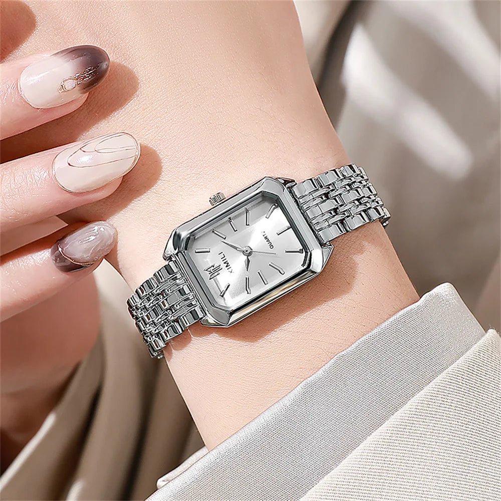 Novo relógio feminino – design leve e sofisticado, com pulseira de aço inoxidável. - Casslu