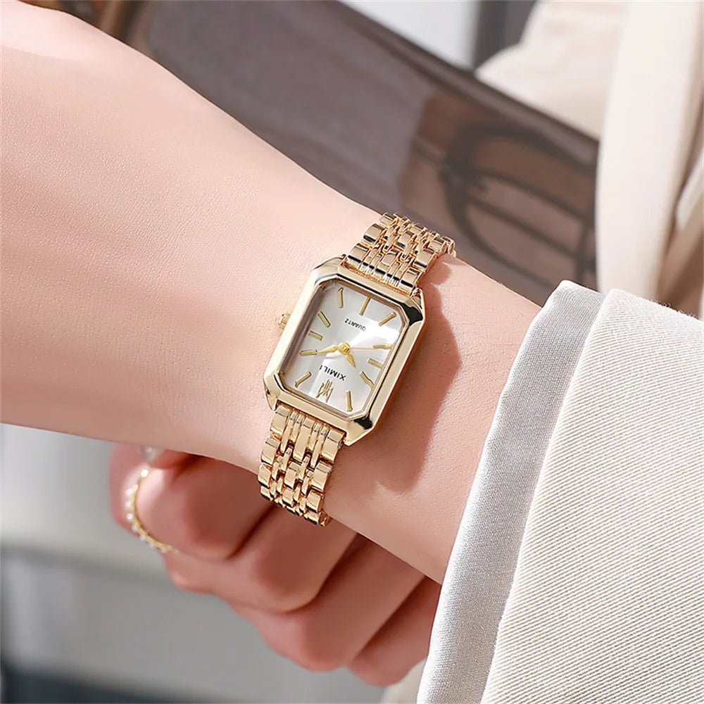 Novo relógio feminino – design leve e sofisticado, com pulseira de aço inoxidável. - Casslu