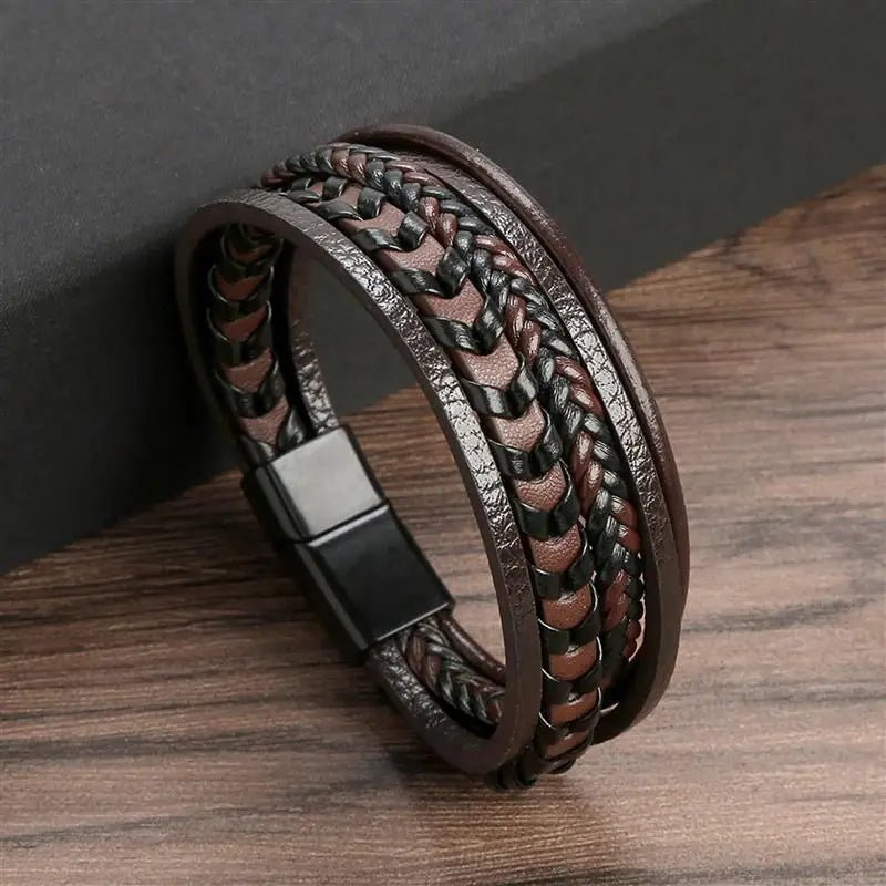 Pulseira masculina de couro clássico - Casslu